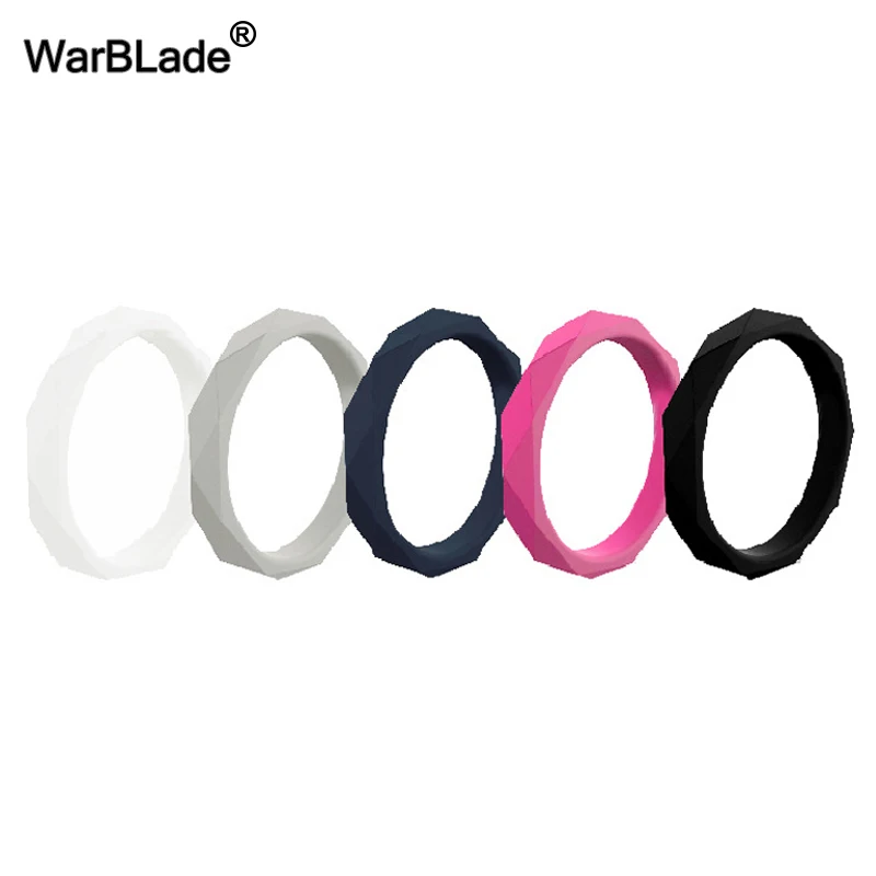5pcs Модное Силиконовое кольцо на палец в форме диаманда 3 мм, пищевое Силиконовое кольцо FDA, женское Гипоаллергенное гибкое резиновое кольцо для кроссфита - Цвет основного камня: 5pcs