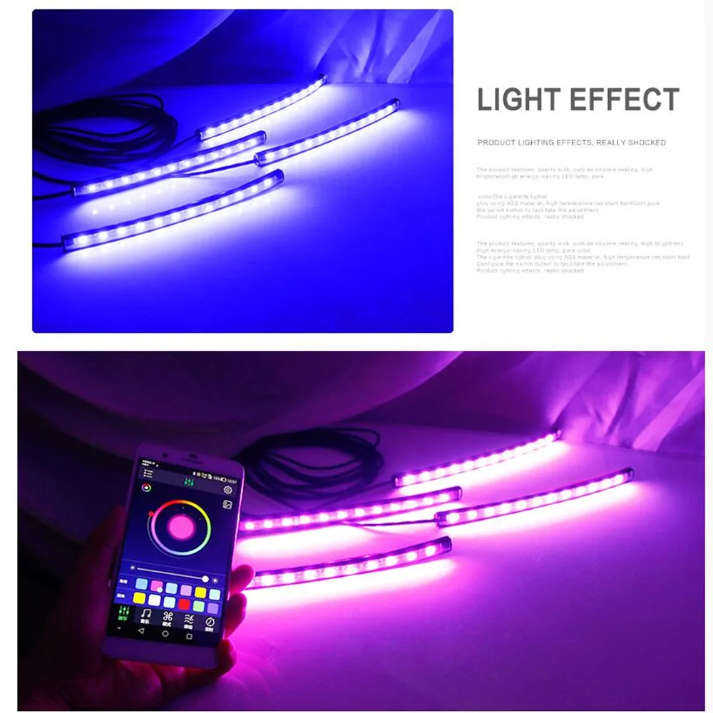 12 светодиодный RGB автомобилей Атмосфера украшения светильник полосы 12V Авто