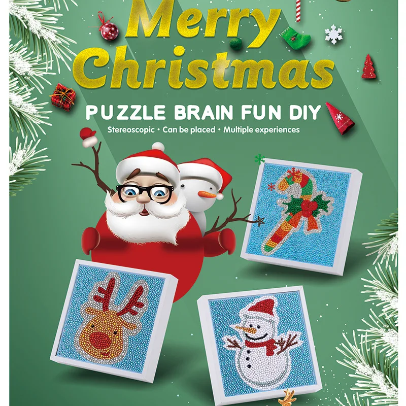 Рождественская алмазная живопись вышивка крестиком мозаика в комплекте с рамкой