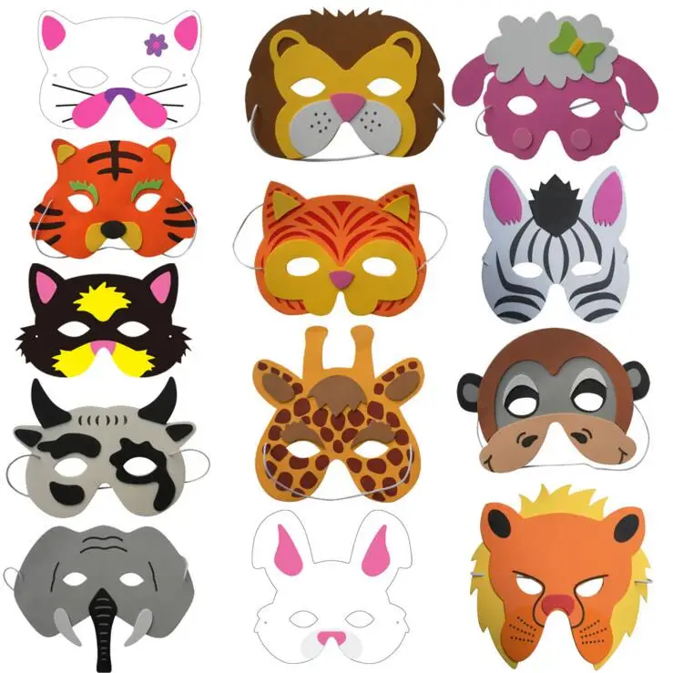 12 шт смешной из ЭВА с животными Детская футболка принтом масок лесной фермы