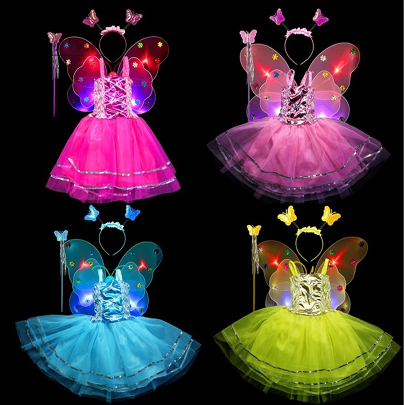 4 шт. Детский костюм принцессы с крыльями бабочки|Костюмы для девочек| |