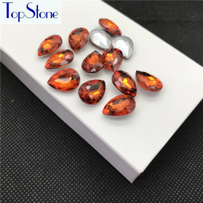 Оранжевый цвет стеклянный кристалл в форме слезы заостренные Стразы 5x8 6x10 8x13 10x14