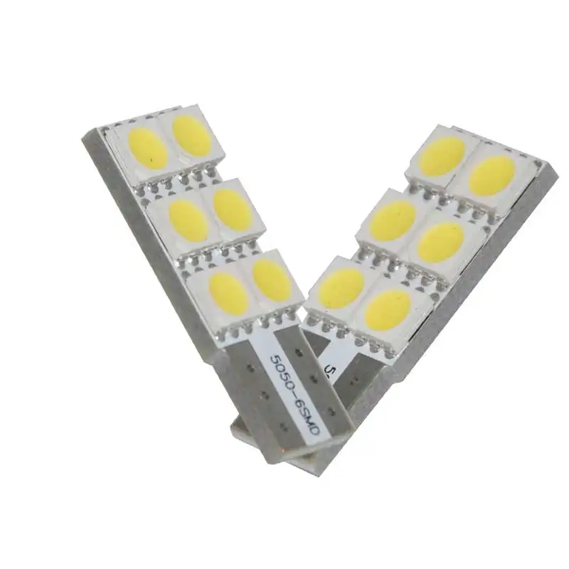 2 шт. автомобильный T10 светодиодный светильник 6 SMD 5050 6000K белый авто номерной знак