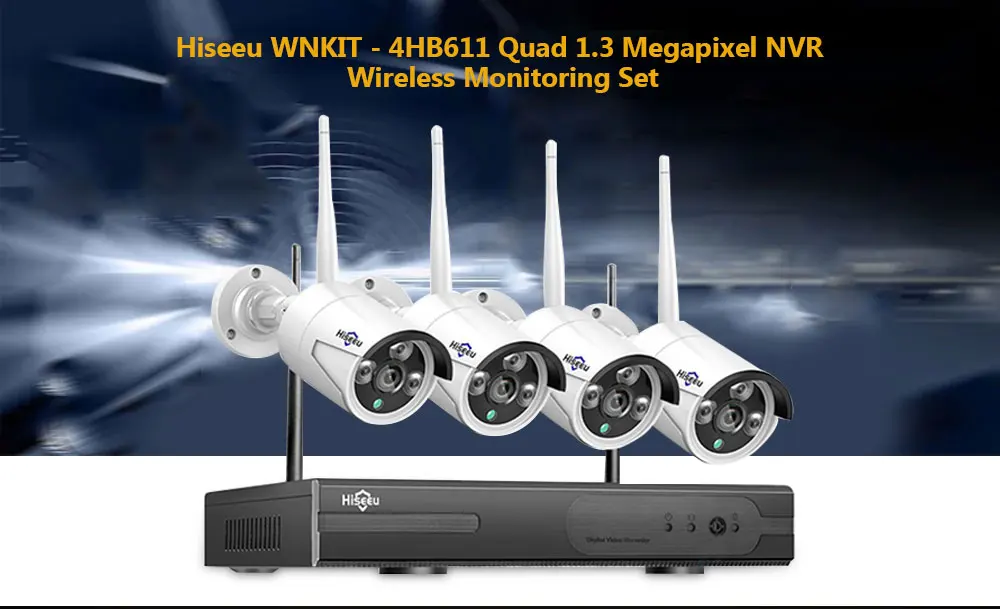 Hiseeu, беспроводная система видеонаблюдения, 960 P, 4ch, 2MP, ip-камера, водонепроницаемая, для улицы, P2P, домашняя система безопасности, комплекты видеонаблюдения