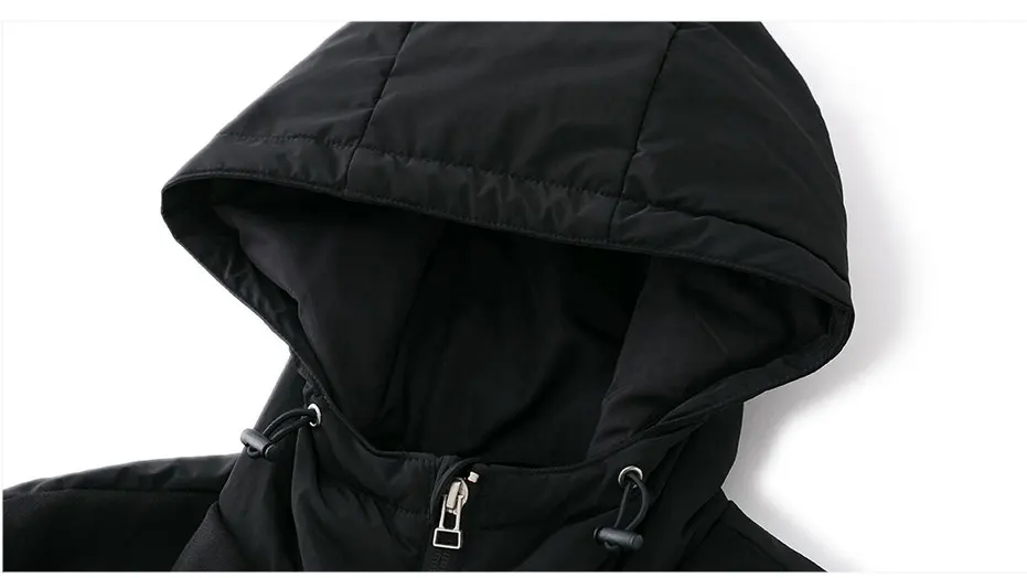 Markless Осень Зима теплые куртки с капюшоном для мужчин Slim Fit Модные повседневные Черные ветрозащитные спортивные пальто MYA7210M