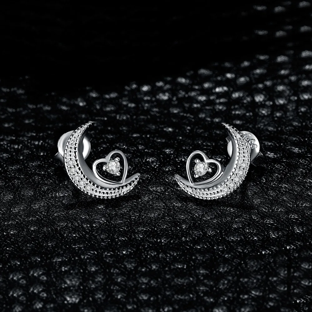 JewelryPalace Heart Moon CZ Dangle Drop Earrings 925 Sterling Silver For Women Korean Earings Fashion Jewelry 2020 | Украшения и