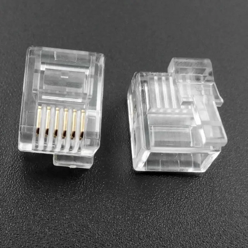 50 шт./лот RJ11 RJ12 разъем 6P6C правая Пряжка кабельный разъем DIY EV3 NXT Кабельный разъем кристалл головы - Цвет: Transparent