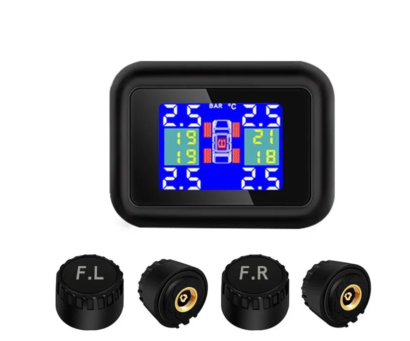 Автомобильная система контроля давления в шинах TPMS с 4 внешними датчиками и ЖК