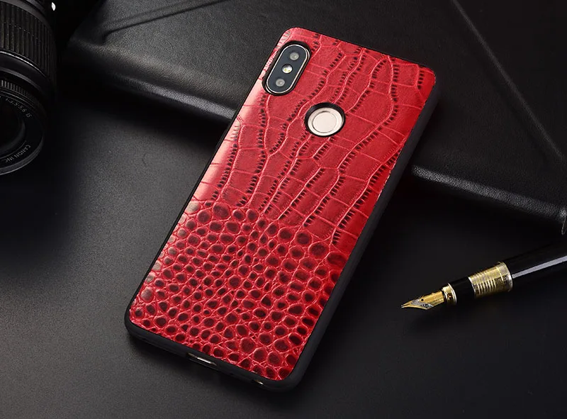 Genuine Leather Crocodile text for Xiaomi Redmi 6 pro Case Anti-Knock Shockproof Cover Full Protection |