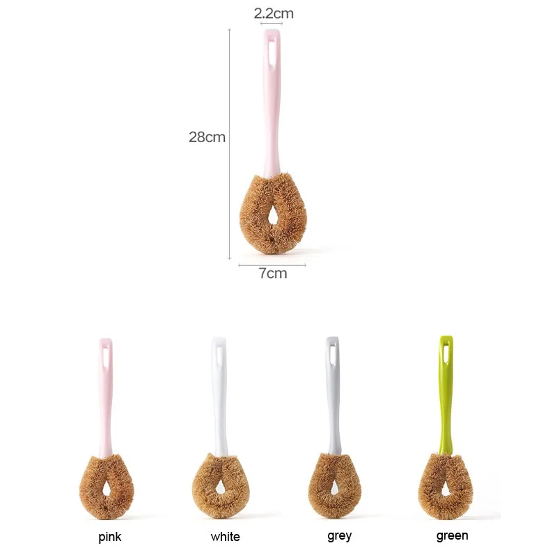 Natural Coconut Long Handle Cleaning Brush Non-stick Oil Pot Brushes Dish Washing Kitchen 4 Colors | Дом и сад