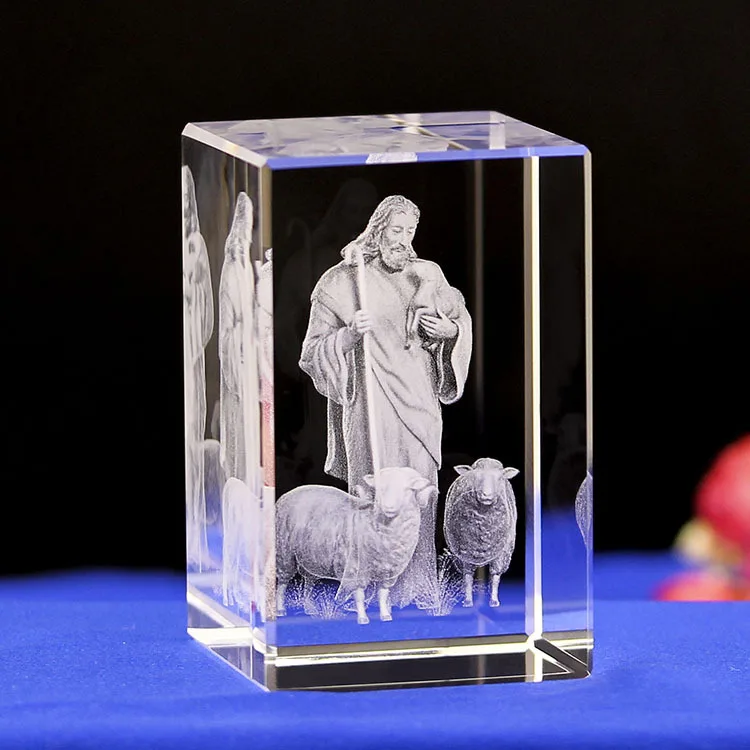 

Jesus Shepherd Christian Catholic Crystal Carving Gift Decoration