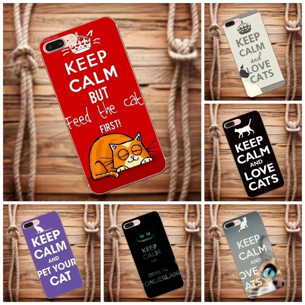 Vvcqod ТПУ Корпус для мобильного телефона с надписью Keep Calm And вышивкой в виде котов