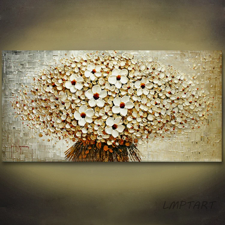 Ручная роспись толстый нож картина маслом 3D пучок бежевых цветов Современное