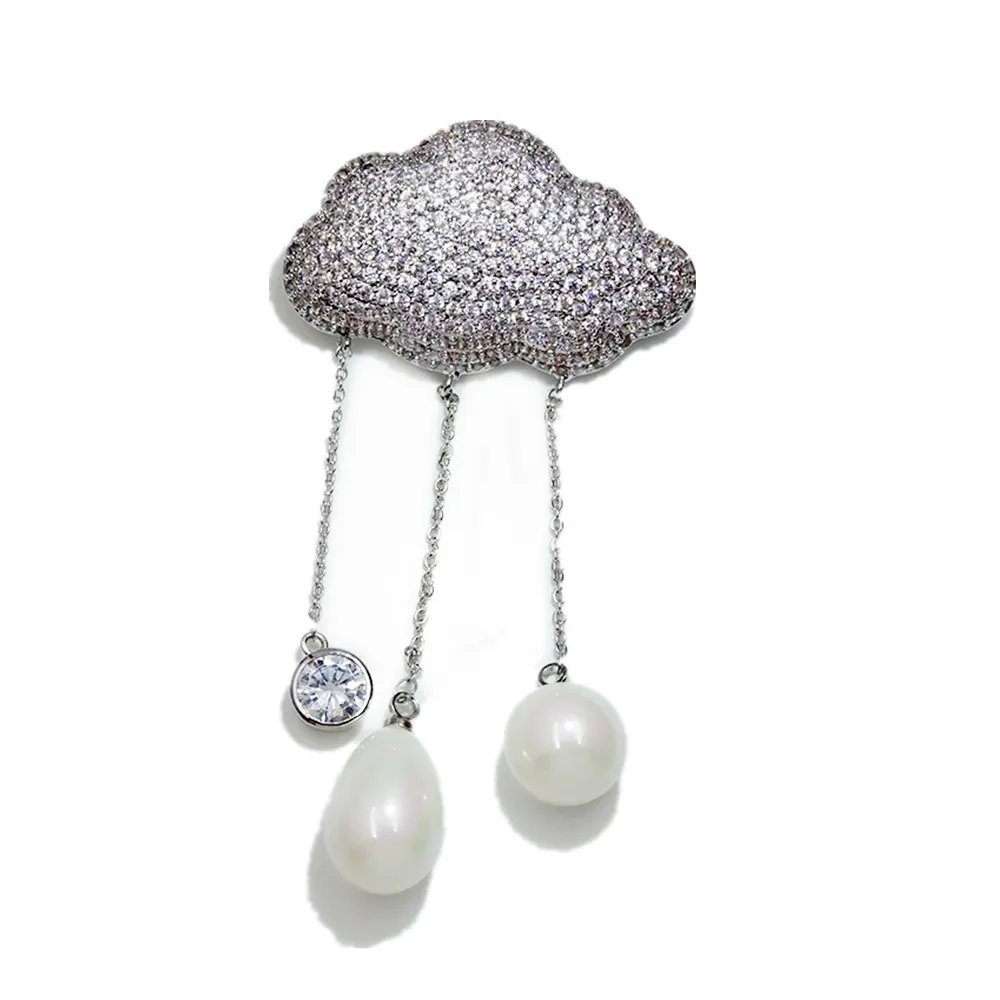 Циркон Имитация жемчуга брошь с облаком Для женщин мужчин платье рубашка