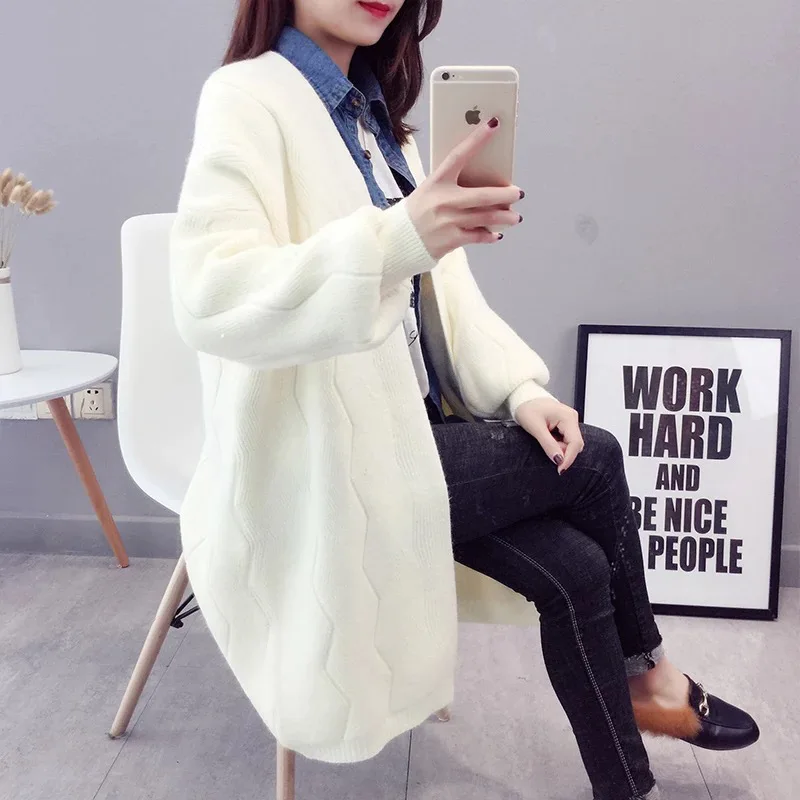 Knit Cardigan Sweater coat Women 2018 New Autumn winter Thick Warm Cashmere Loose large size Female Long LF699 |