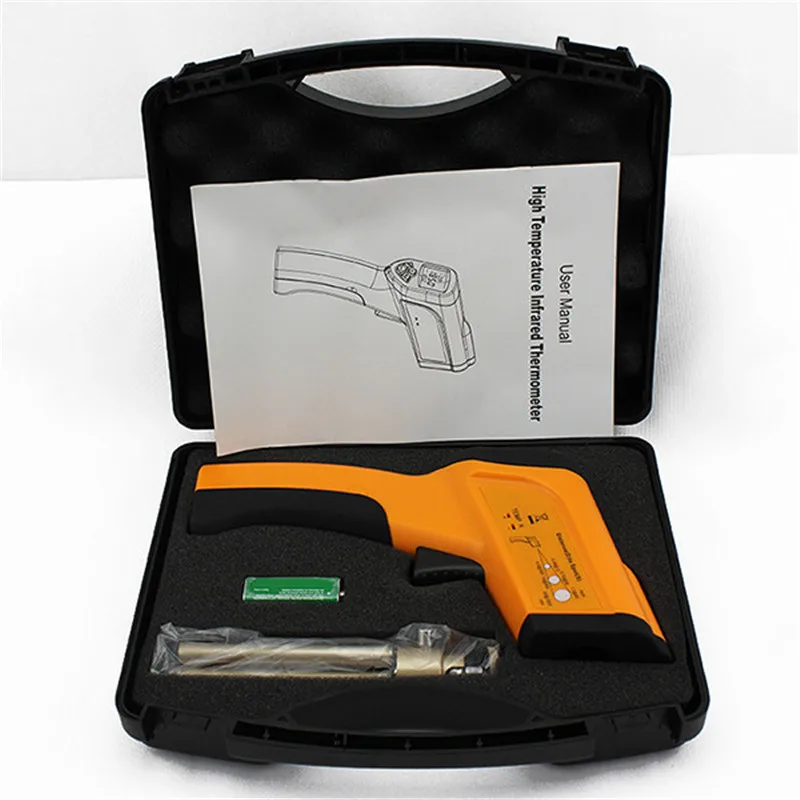 

Big Discount -50~+1050 Degree High Temperature Meter Pyrometer Non-Contact LCD display Infrared Thermometer with Tripod