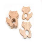 Chenkai, 10 шт., лиса, деревянный Прорезыватель для зубов, природа, детская игрушка для захвата, сделай сам, органическое, экологически чистое дерево