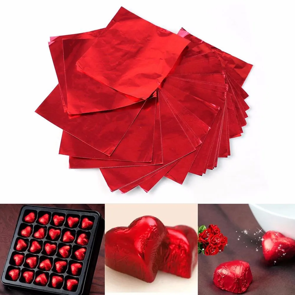 

1000 Pcs Sweets Candy Package Foil Paper Chocolate Lolly Foil Wrappers Square Wrapping Paper Candy Bags Christmas Party Favors