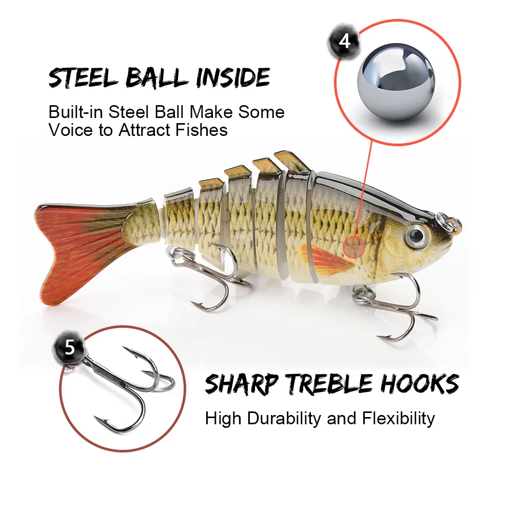 VTAVTA 10cm 15g Swimbait Artificial Multi Jointed Hard Bait Fishing Lure Lifelike Minnow Wobblers Crankbait Tackle | Спорт и
