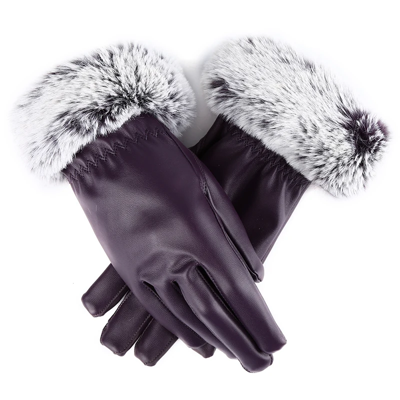 2018 зимние женские длинные кожаные перчатки шерстяные вязаные манжеты мех лисы с