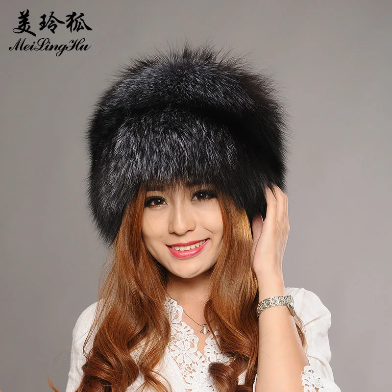 New 2017 Real Fox Fur Winter Hat for Women Fahsion Solid Genuine Natural Fur Thick Female Cap Men's Hat Warm Beanies Cap