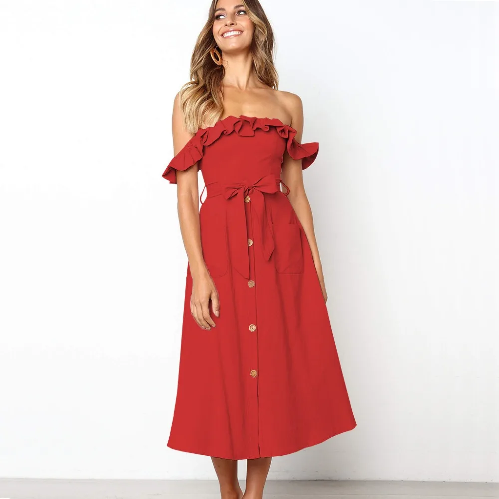 BornToGirl женское сексуальное платье с косой вырез оборками весеннее летнее