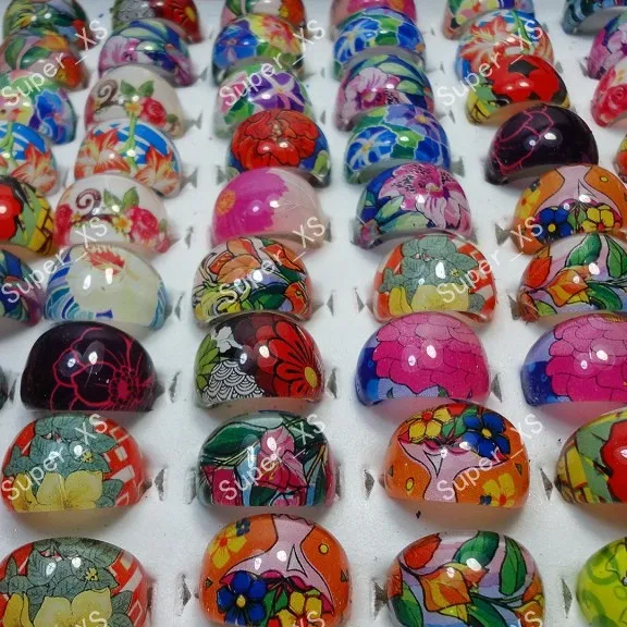 50 шт. детские пластиковые кольца с цветочным рисунком|ring hair|ring coinring cage |