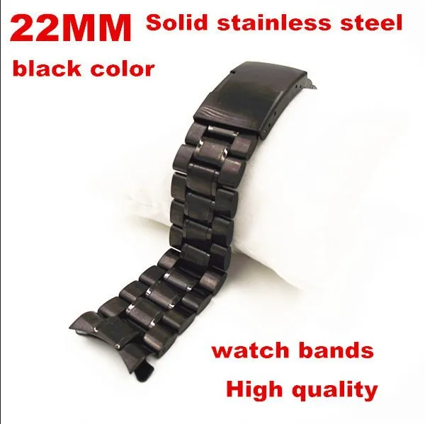 

new product - 1PCS High quality 22MM Solid Stainless Steel links Watch band Watch strap black color- 08143