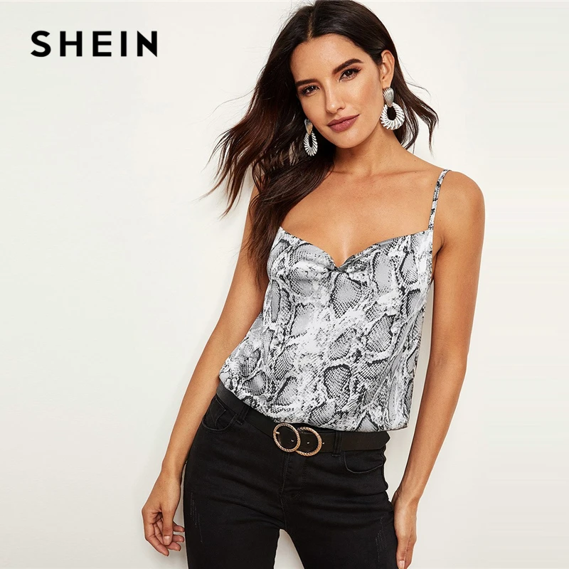 SHEIN многоцветный топ на бретельках с принтом змеиной кожи, женский жилет, летняя мода, женские новые выходные повседневные верхние жилеты