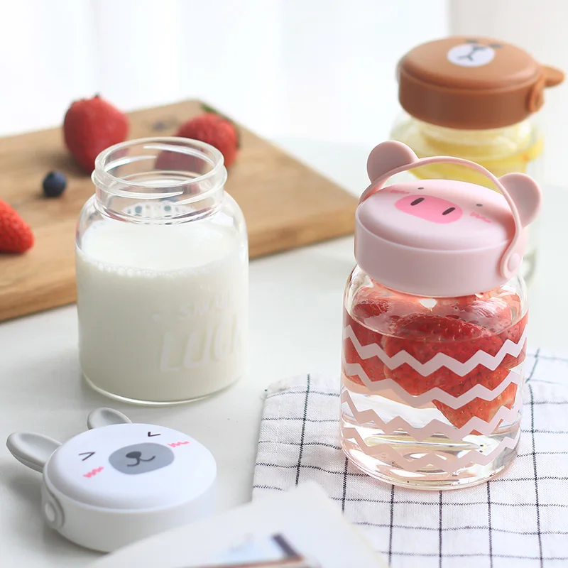 Стеклянная бутылка для воды спортивная BPA бесплатно детей животные фрукты