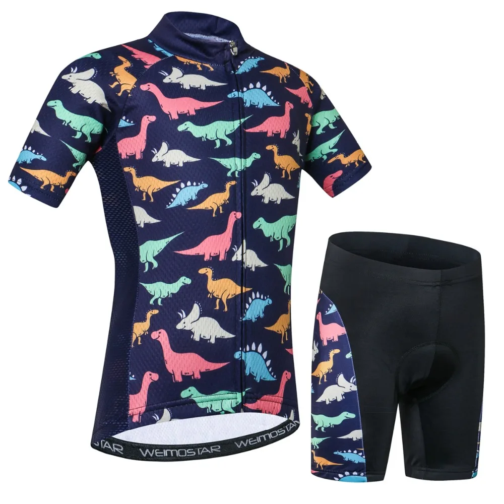 

Kids Cycling Jersey Set Cartoon Short Sleeve Bike Top For Boy Girl With Padded Shorts Children MTB Bike Bicycle Ropa Ciclismo