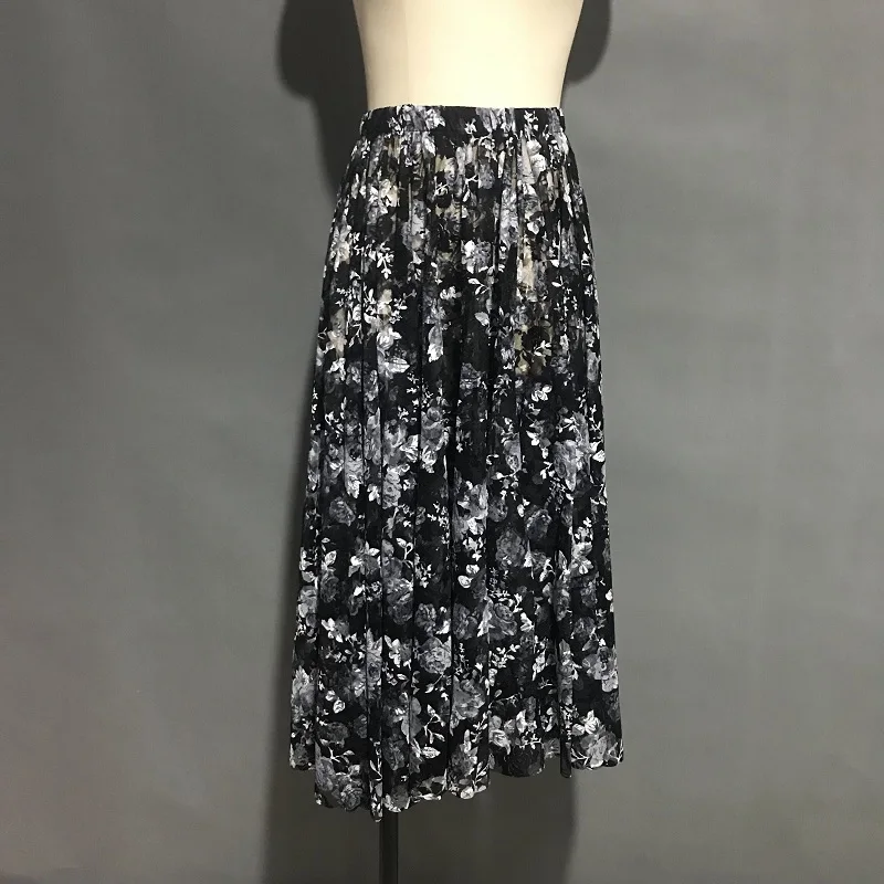 long skirt Черное хлопковое балетное трико средней длины с рукавами+ длинные кружевные юбки, балетный/Лирический танцевальный костюм, DF020+ 021 - Цвет: long skirt