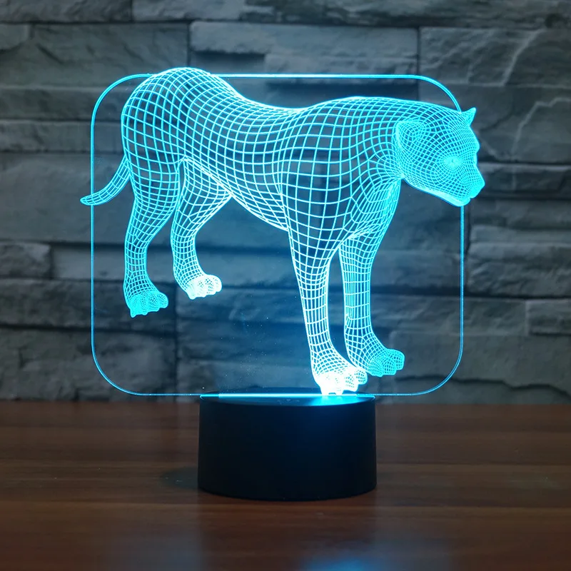 Новинка креативная 3d настольная лампа Леопардовый цвет акриловый светодиодный