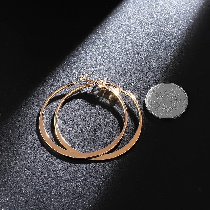 Большие круглые серьги-кольца в стиле панк для женщин золотые серьги-петли
