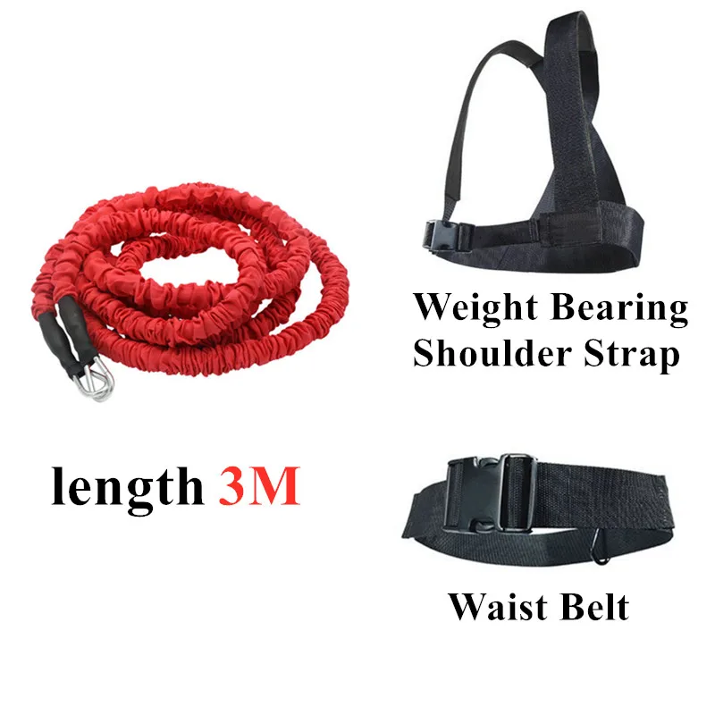 3m-Red 2-5 м сопротивление банджи-Фитнес Тренажер скорости для ловкости бега тренировка Спринт тренировки латексный тренажерный зал веревка оборудование для упражнений - Цвет: 3m-Red