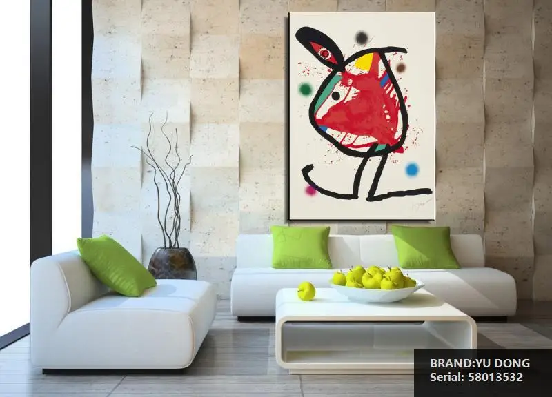 JOAN MIRO -LE GUERRIER MONGOL.tif Cartoon Abstract oil Painting Drawing art Spray Unframed Canvas Frameless room wine 58013532 | Дом и сад