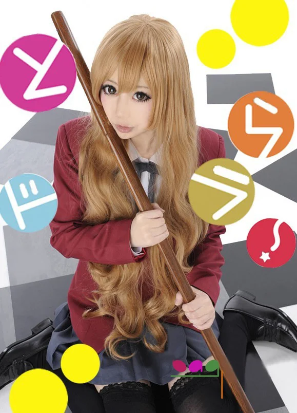 Тигровый Дракон Toradora! Aisaka Тайга 80 см длинный льняной коричневый волнистый