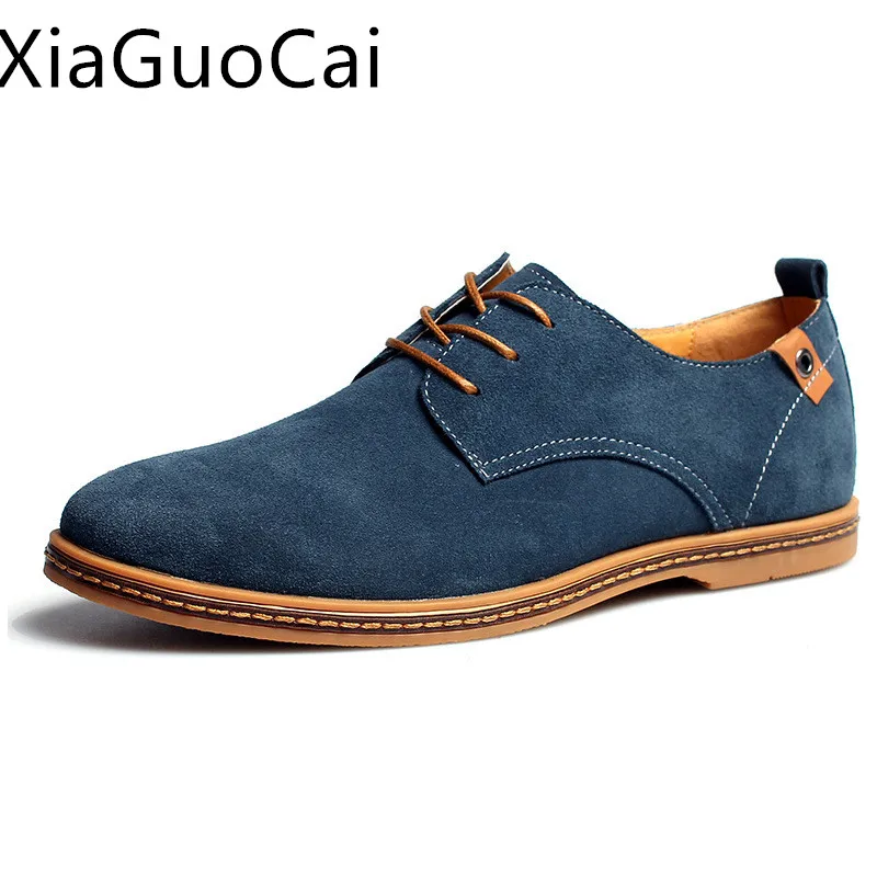 

Plus Size 46, 47 Men Casual Shoes Suede Solid Two-layer England Spring Sneakers Comfortable Breathable Solid Non-Leather Shoes