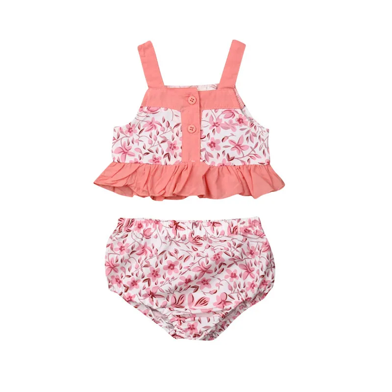 Комплекты одежды с цветочным принтом для маленьких девочек комплект из 2