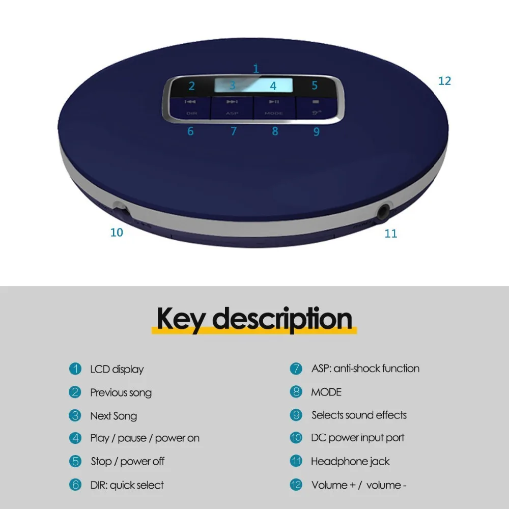 HOTT портативный CD-плеер светодиодный дисплей CD Walkman игровой диск CD-R/cd-rw/MP3 Звуковые эффекты включают плоские/BBS/Pop/Джаз/Рок/Классика