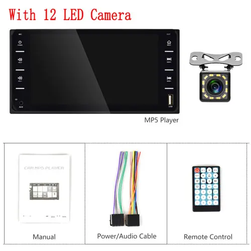 with 12 led camera Camecho Универсальный 2Din автомобильный мультимедийный плеер авторадио 7 ''зеркальная связь AUX/TF/USB видео MP5 плеер Авто Радио для Toyota Corolla - Цвет: with 12 led camera