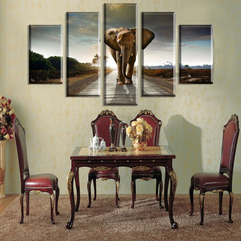 Рамки 5 шт. HD с изображением слона Декоративная Настенная картина без рамки