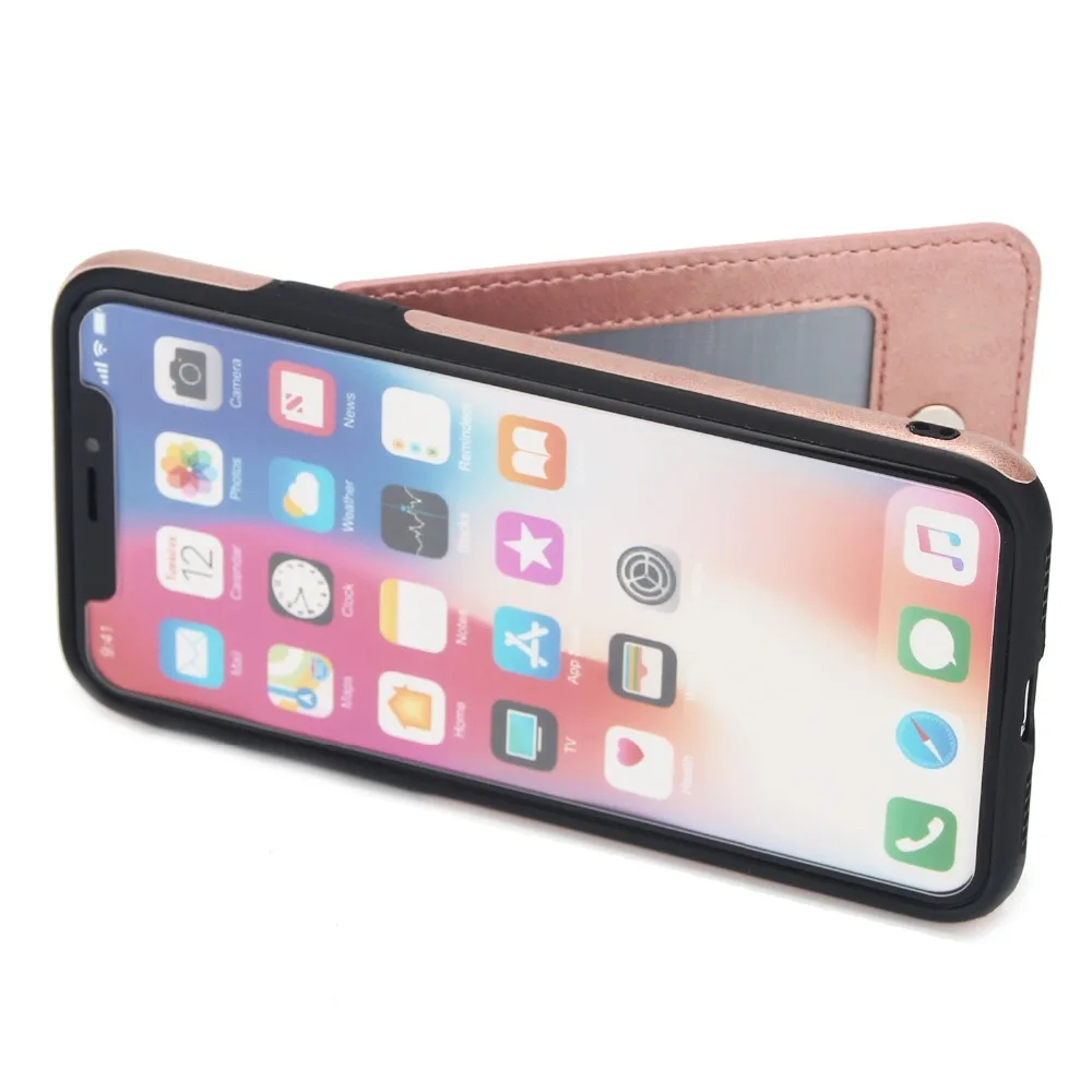 Кожаные чехлы на молнии для iPhone X XS Max XR 8 7 Plus кожаный чехол телефона держатель карт