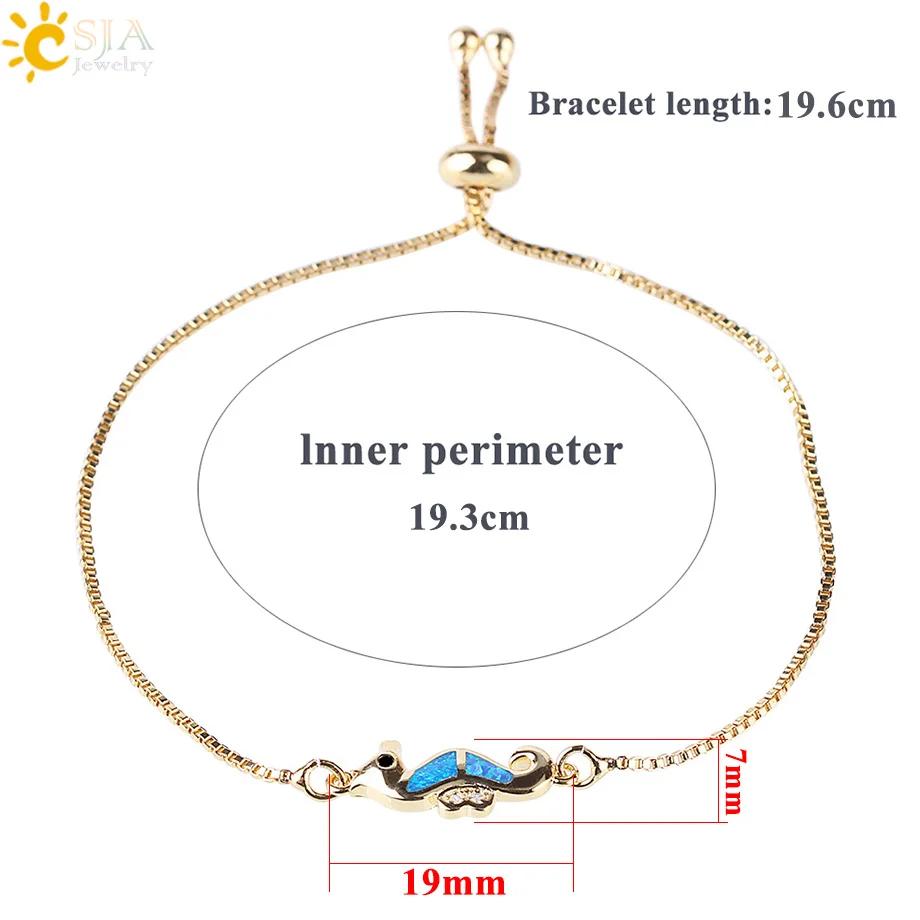 CSJA огненный опал морская лошадь животное браслет роскошный розовое золото цвет