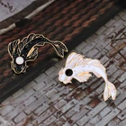 Брошь в виде золотой рыбки, розоваябелаячерная, с эмалью