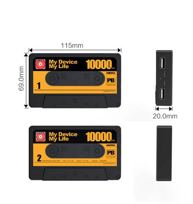 Remax магнитная лента Мобильный банк питания USB внешний аккумулятор Зарядка Pover банк для samsung huawei Tablet 2A портативный Банк питания