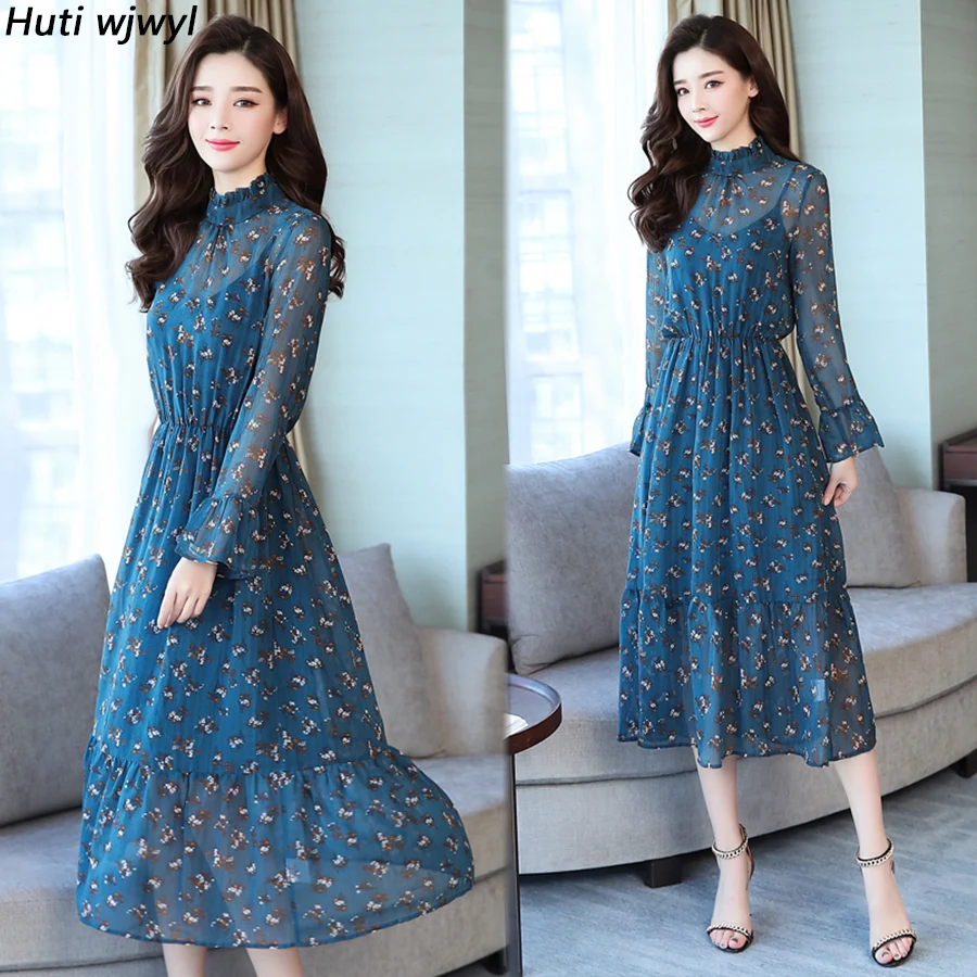 Платье с открытыми плечами большой размер синее пляжное миди летнее платье 2019