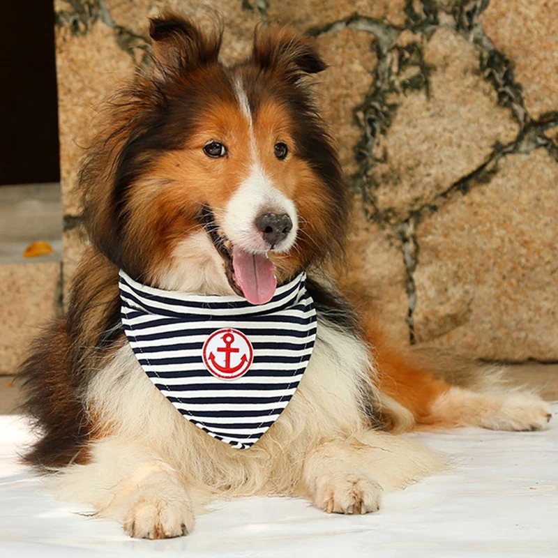 Полоска моряка для мелких больших собак кошка шейный платок Питомца Воротник