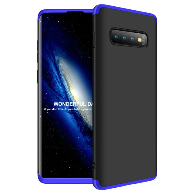 360 чехол с полной защитой для samsung S10 Plus 5G чехол Роскошный Жесткий PC противоударный чехол для samsung Galaxy M10 M20 30 Note 10 - Цвет: Black Blue