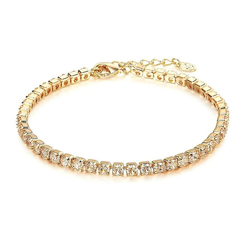 Women Tennis Bracelet Adjustable Gold Silver Rhinestone Crystal CZ Cubic Zirconia Bracelets for Women Wedding Hand Chain Jewelry